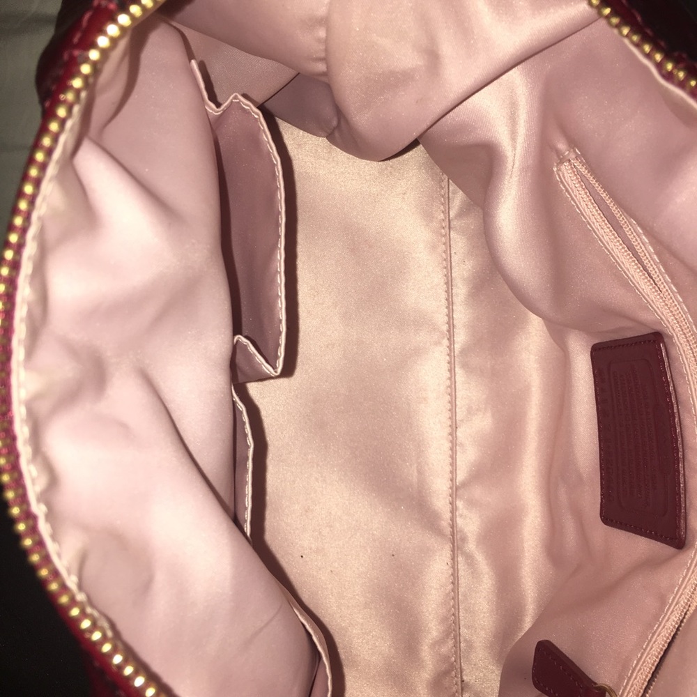 Coach red leather shoulder bag